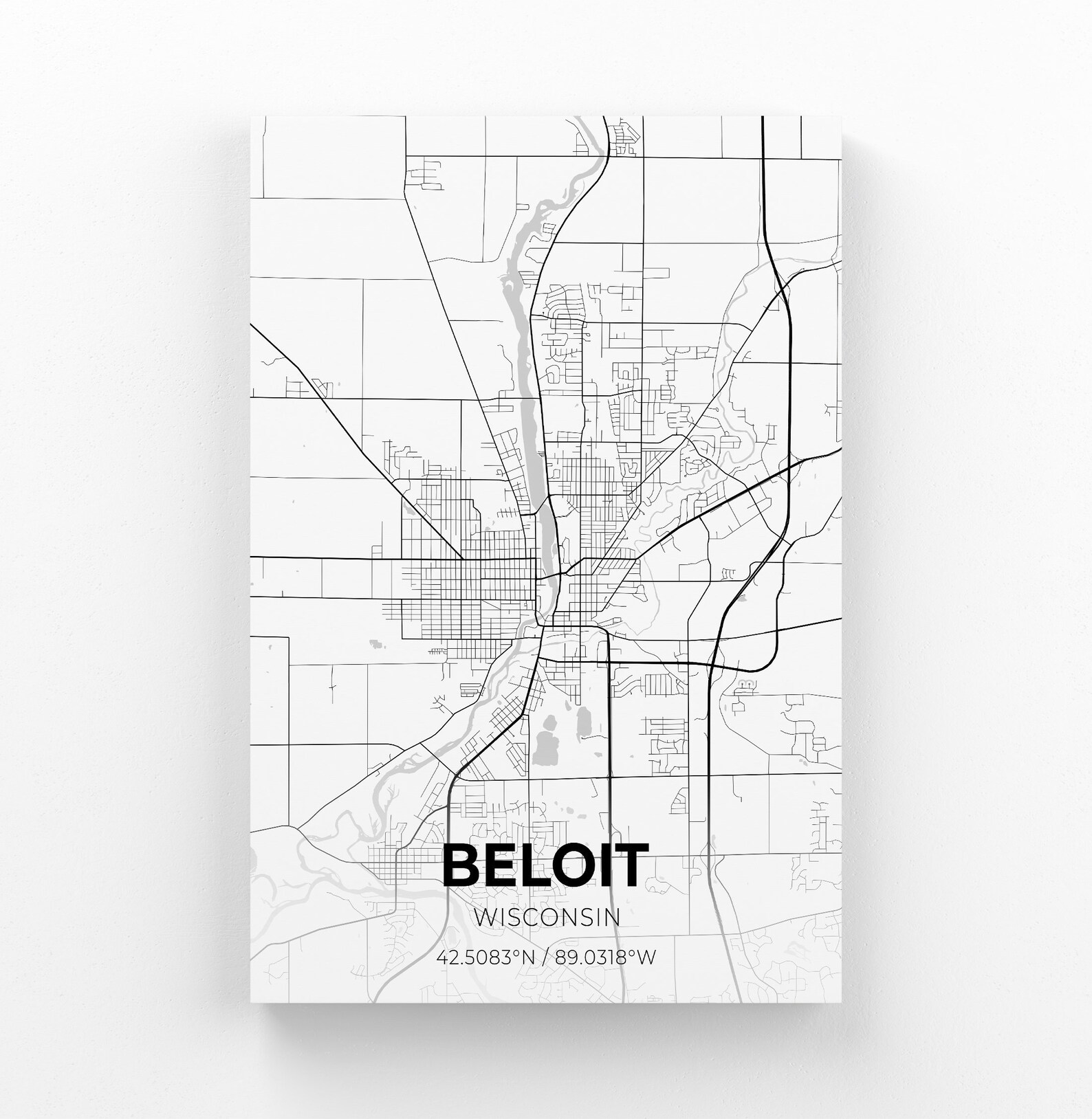 Beloit Wisconsin City Map Canvas Art / City Map Art / City Map | Etsy