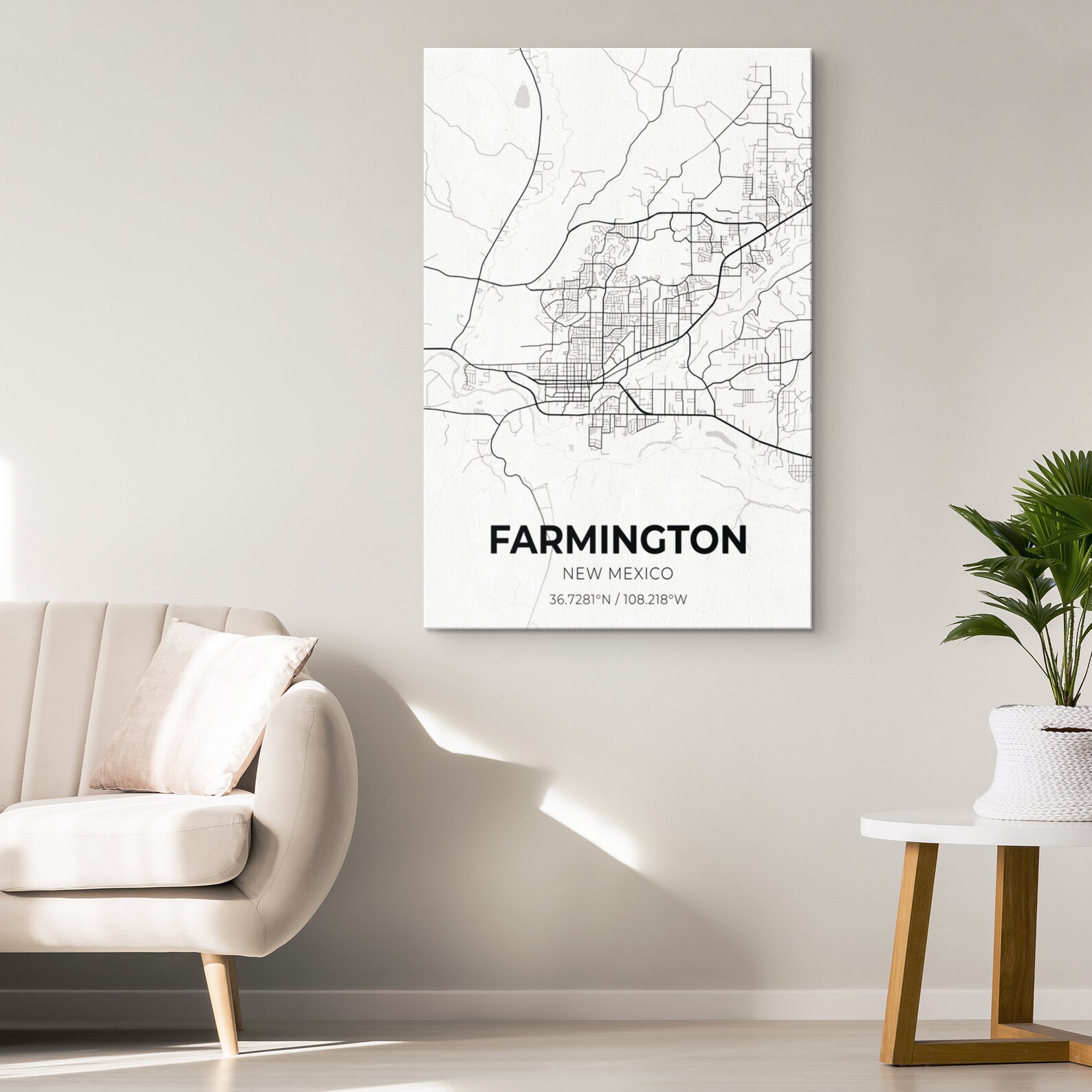 Farmington New Mexico City Karte Leinwand Kunst / Stadt ...