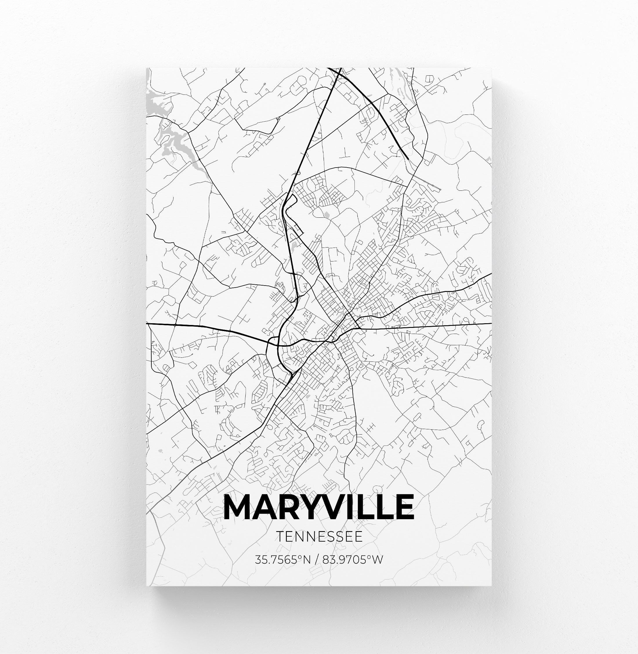 Maryville Tennessee City Map Canvas Art / City Map Art / City | Etsy