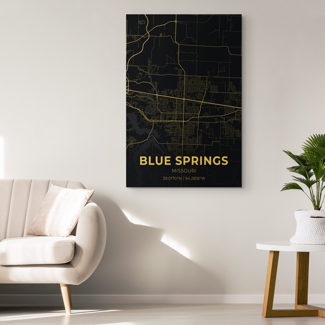 Blue Springs Missouri City Map Canvas Art / City Map Art / Etsy