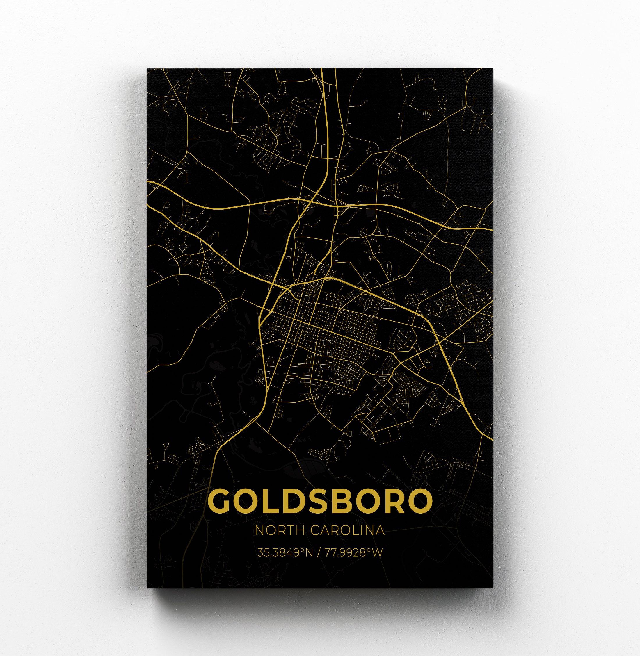 Goldsboro North Carolina City Map Canvas Art / City Map Art /  Etsy