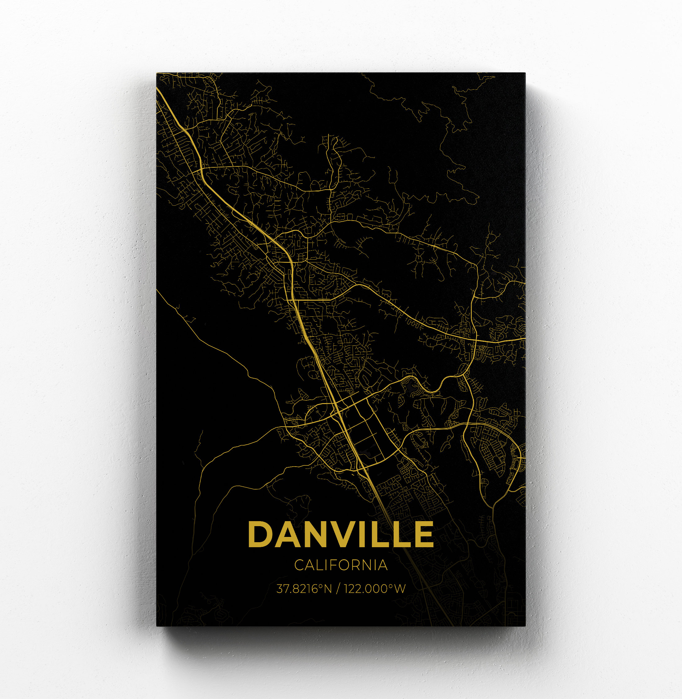 Danville California City Map Canvas Art / City Map Art / City Etsy