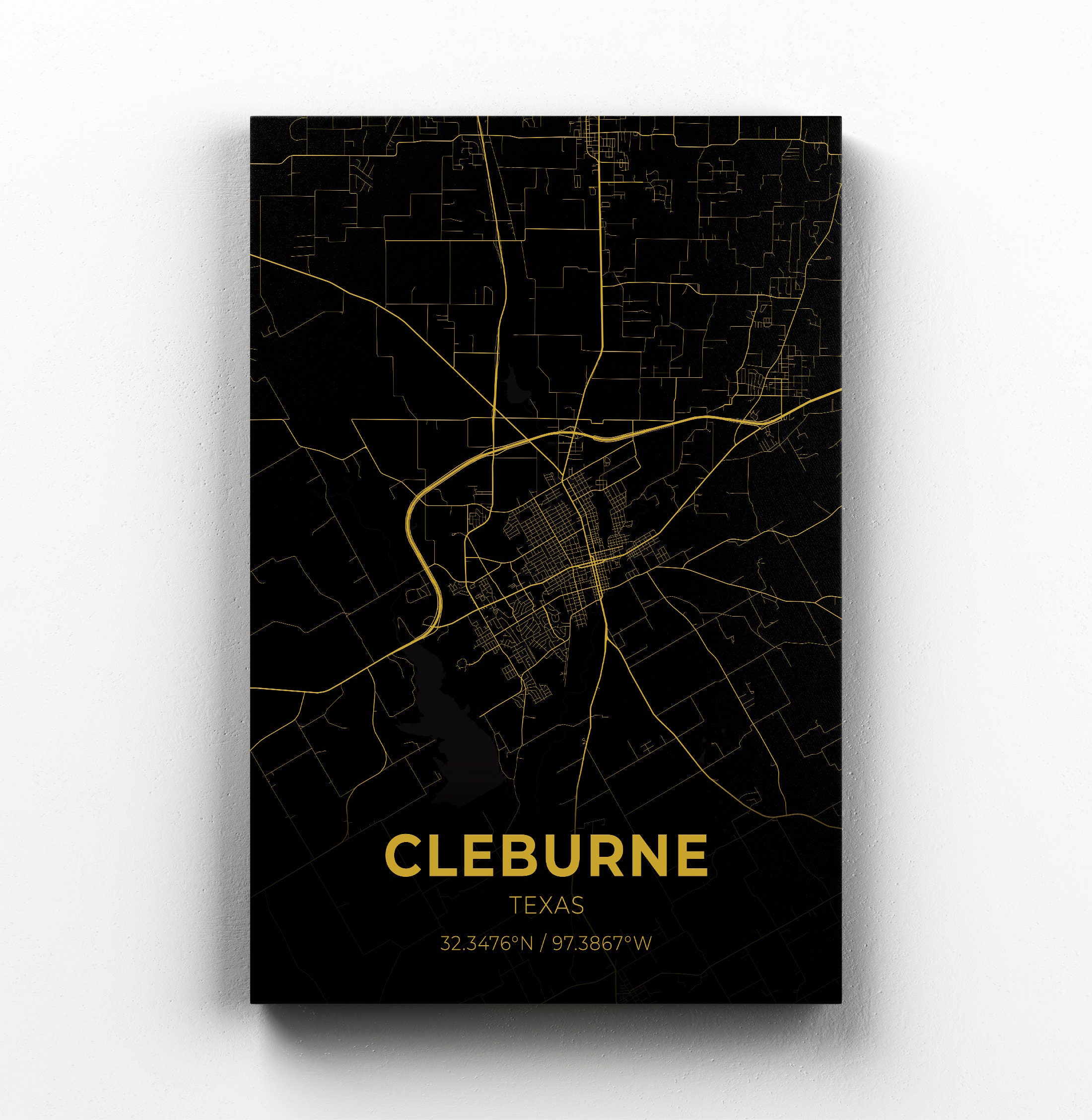Cleburne Texas City Map Canvas - Il Fullxfull.2718126004 N9vz
