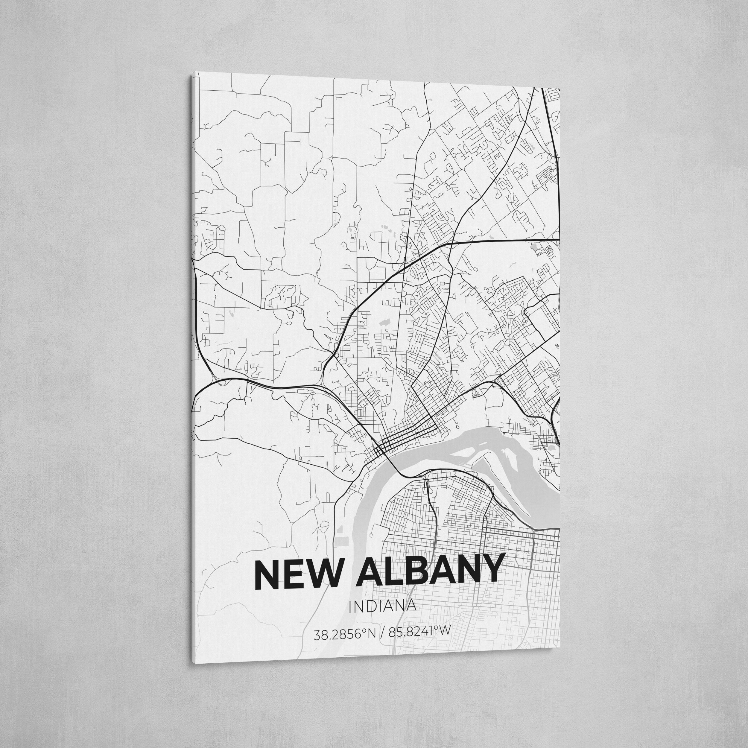 New Albany Indiana City Map Canvas Art / City Map Art / City | Etsy