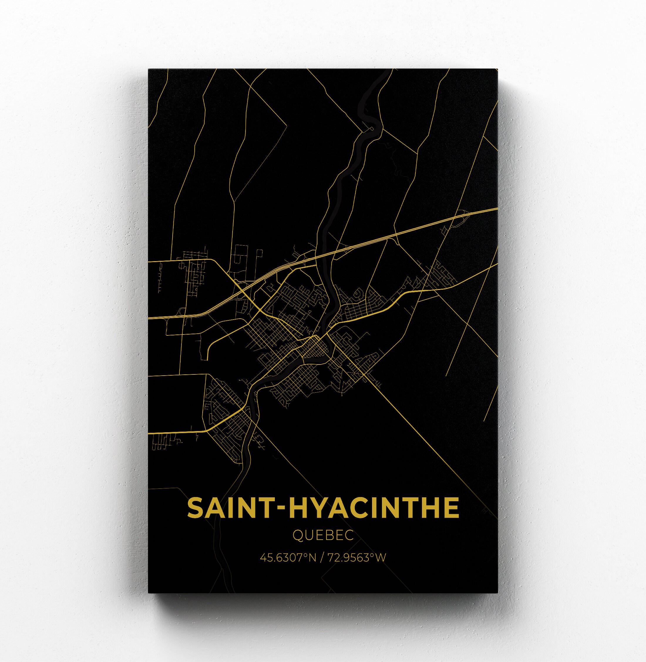 Saint Hyacinthe Quebec City Map Canvas Art / City Map Art / Etsy
