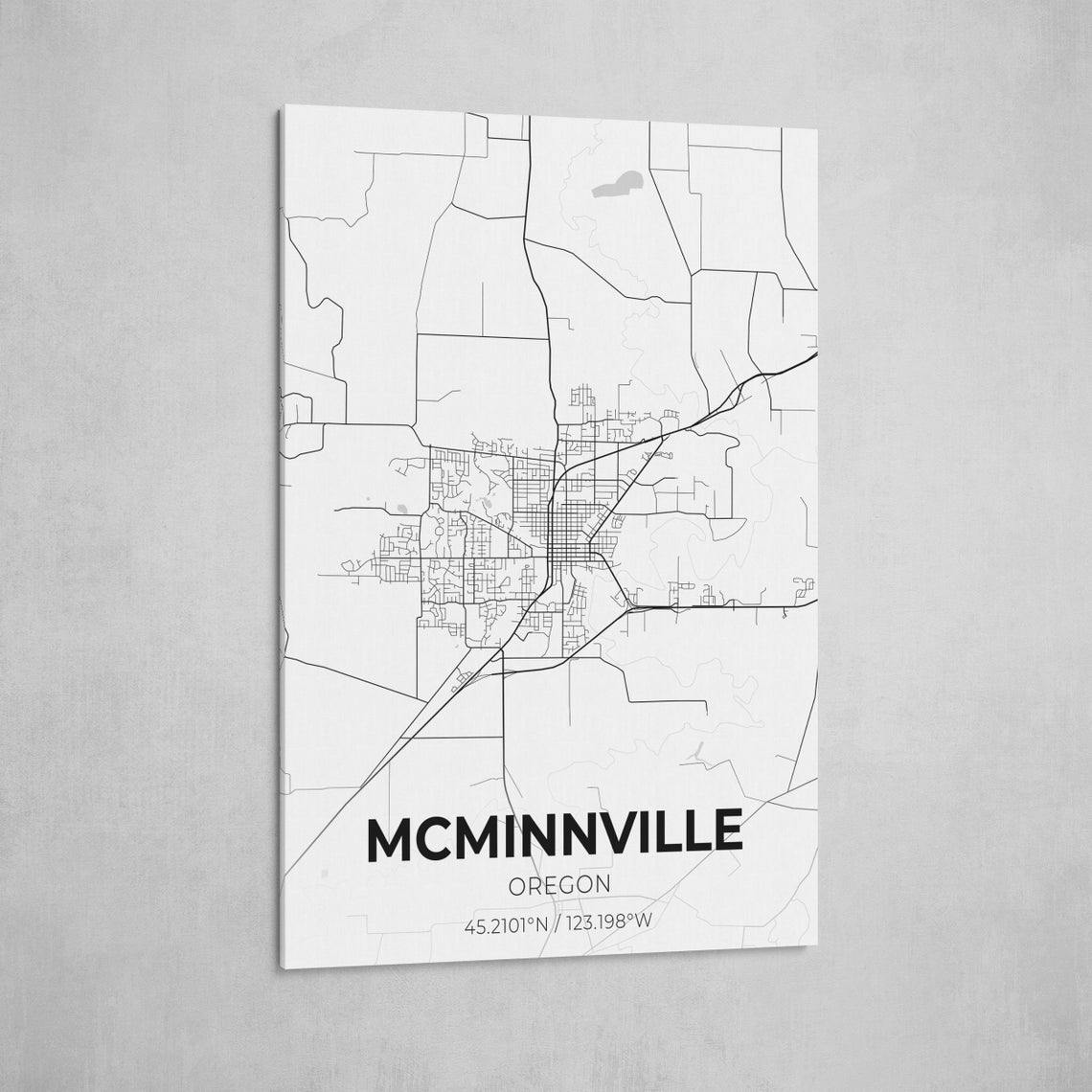 McMinnville Oregon City Map Canvas Art / City Map Art / City | Etsy