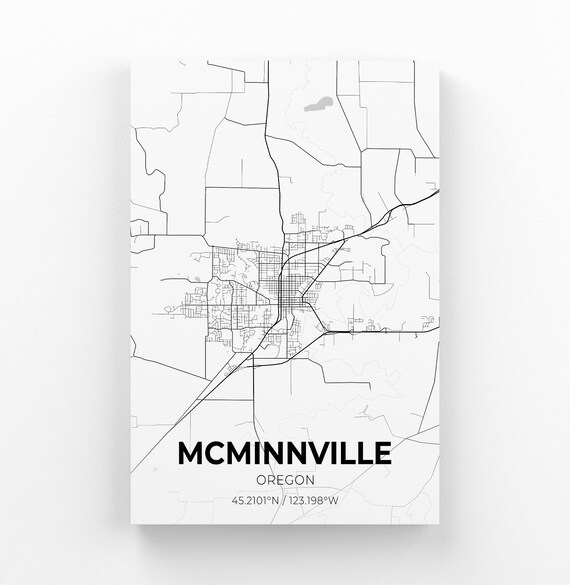 McMinnville Oregon City Map Canvas Art / City Map Art / City | Etsy