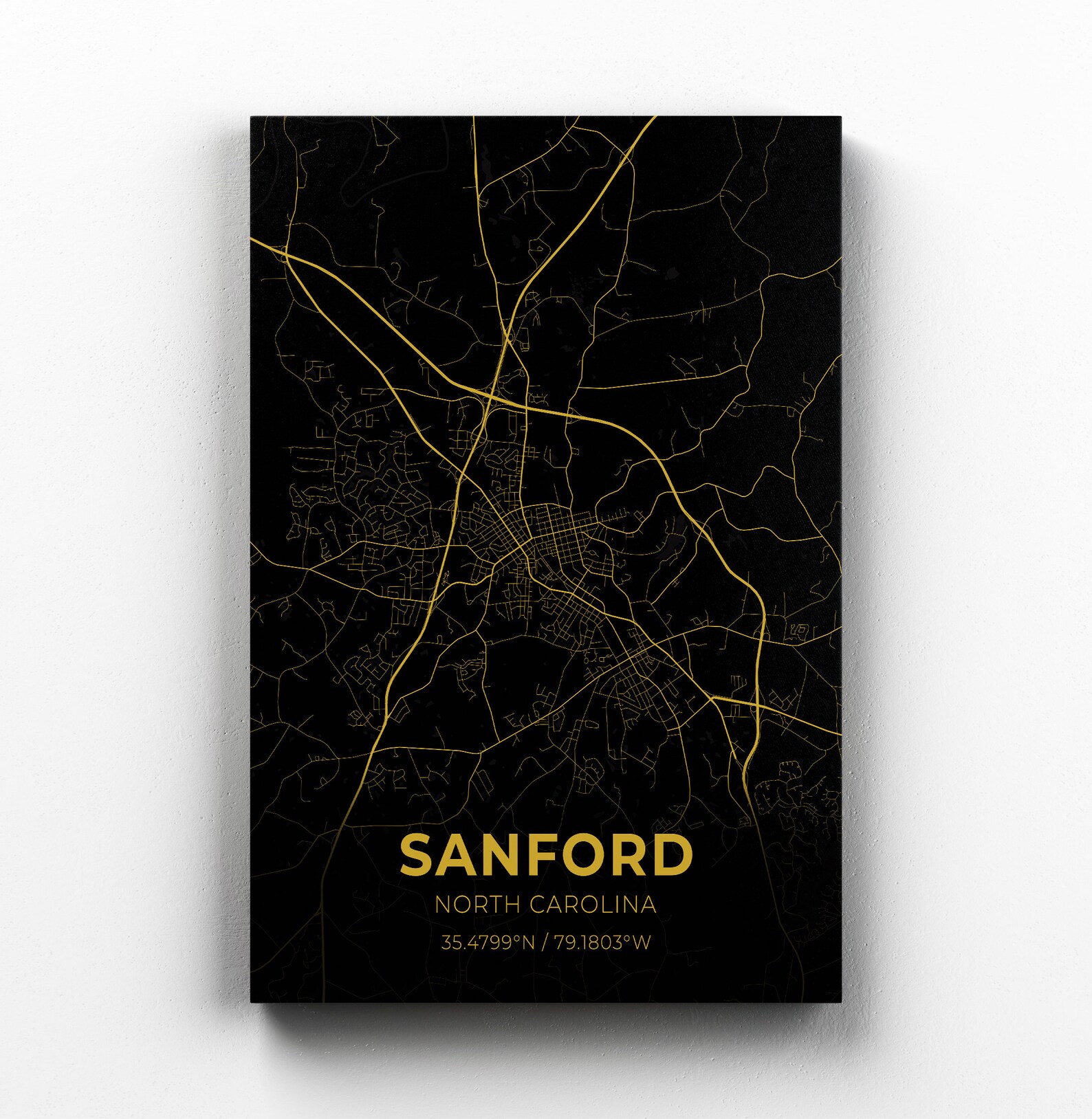 Sanford North Carolina City Map Canvas Art / City Map Art / Etsy