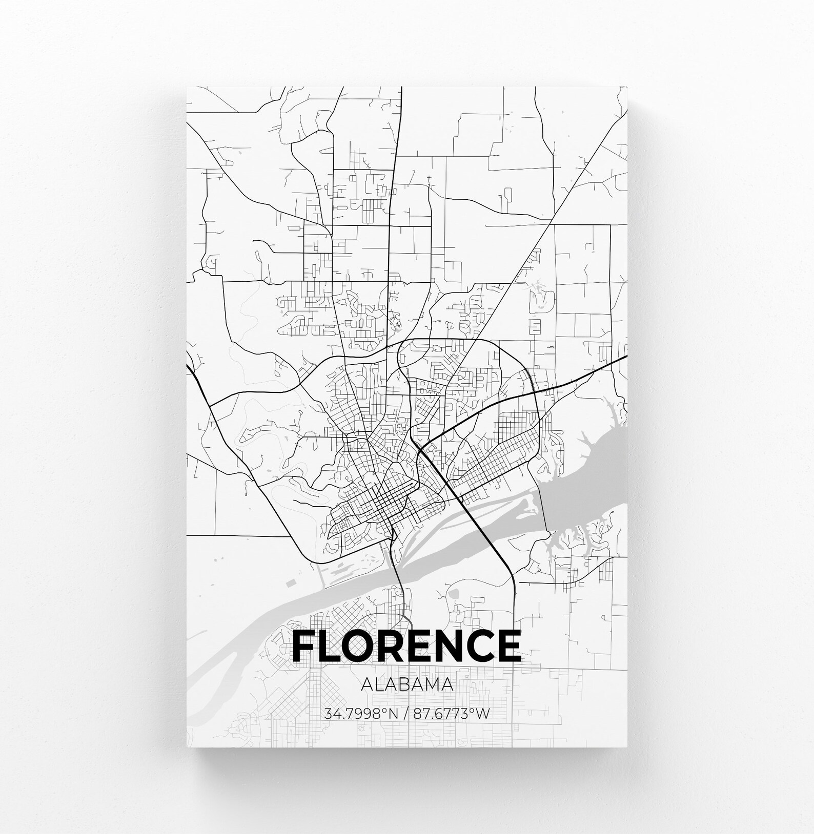 Florence Alabama City Map Canvas Art / City Map Art / City Map Etsy