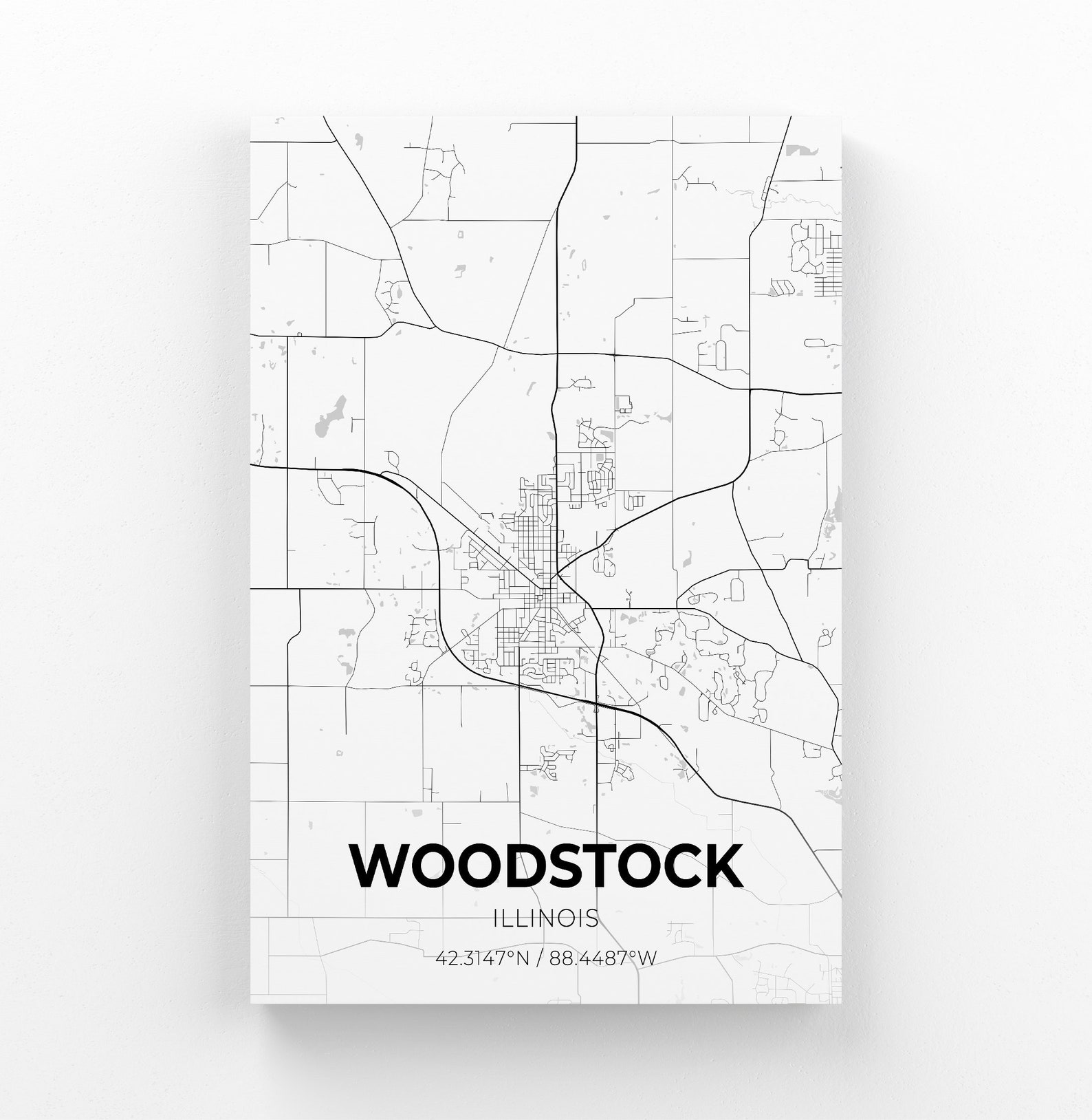Woodstock Illinois City Map Canvas Art / City Map Art / City Etsy