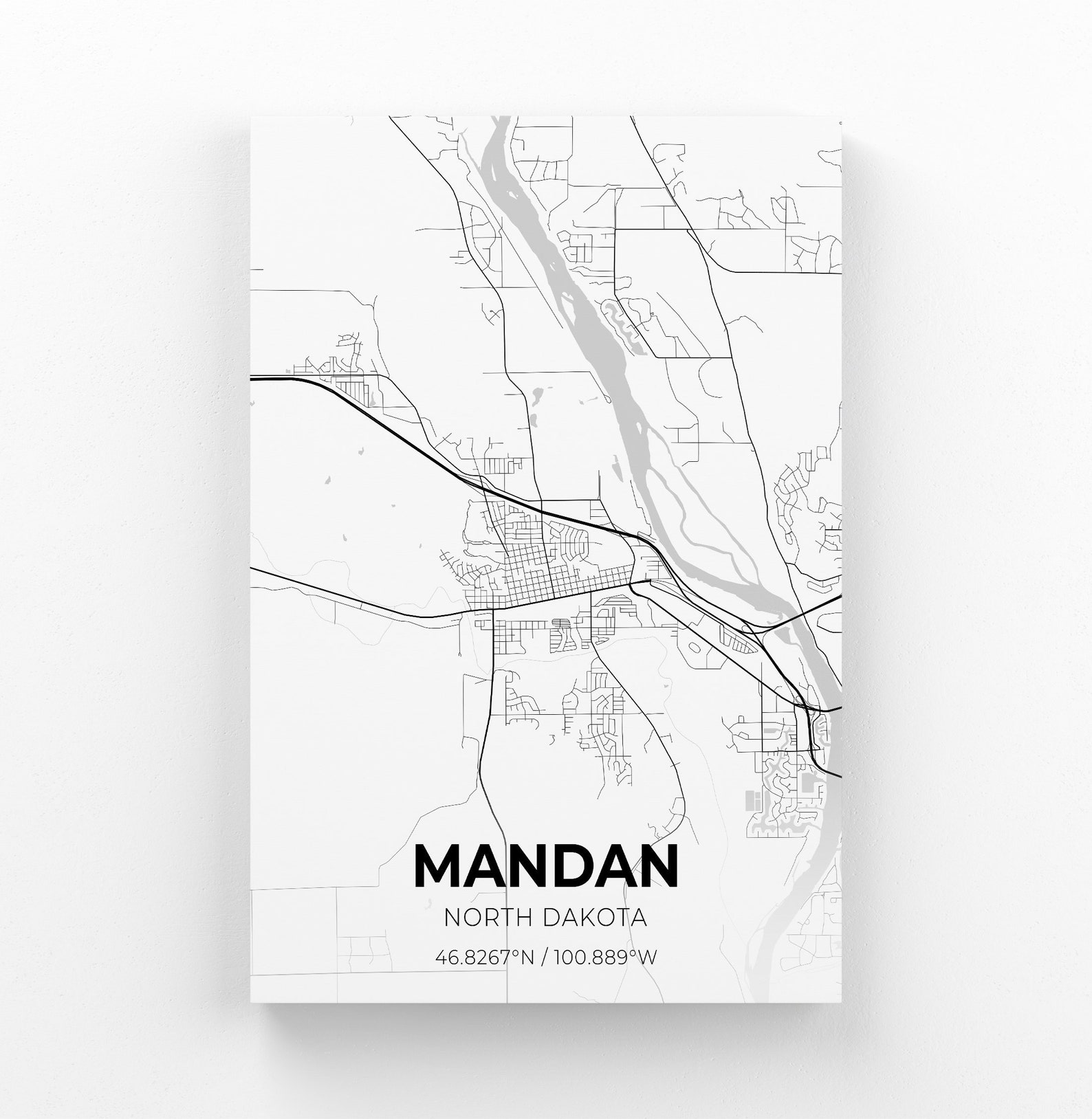 Mandan North Dakota City Map Canvas Art / City Map Art / City Etsy