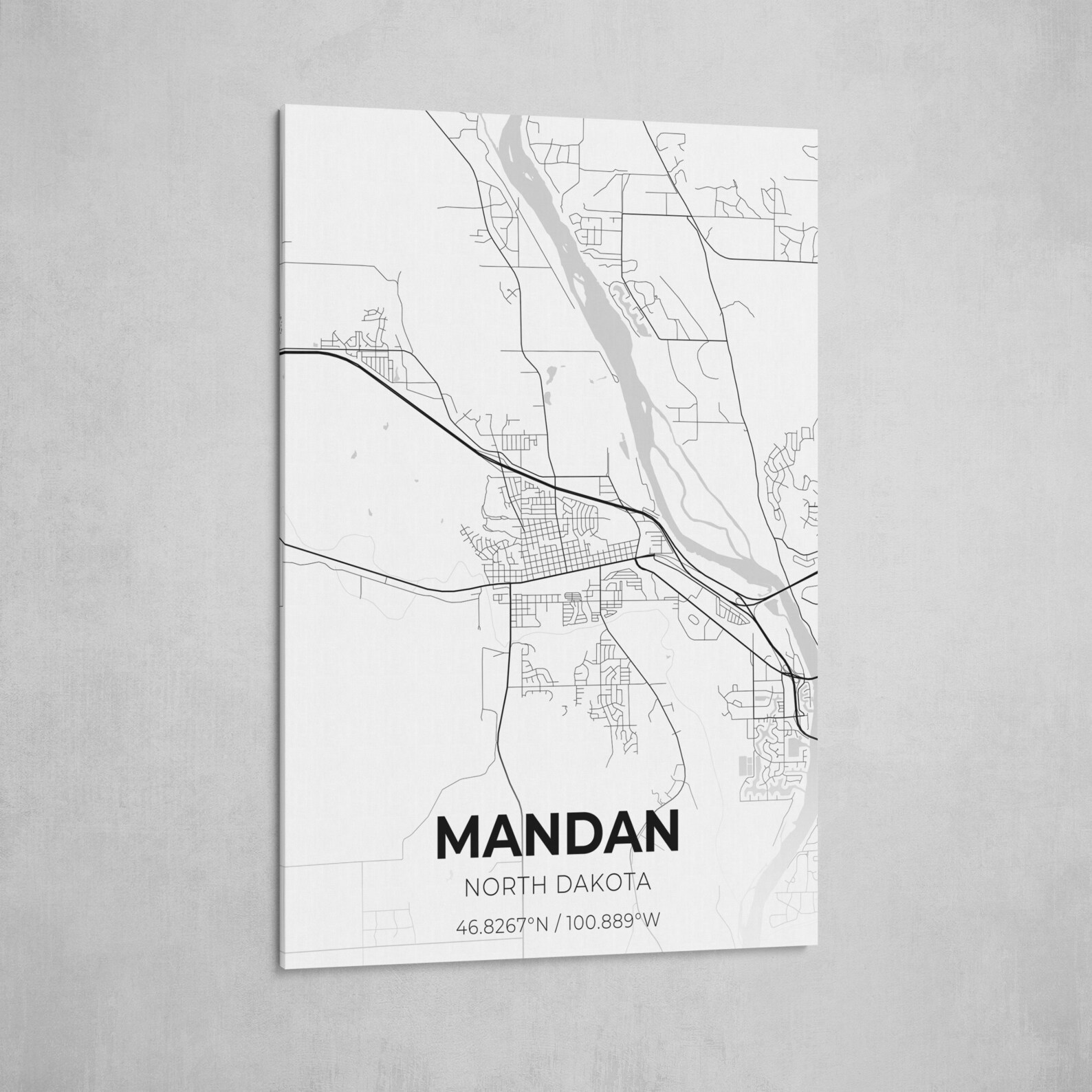 Mandan North Dakota City Map Canvas Art / City Map Art / City Etsy