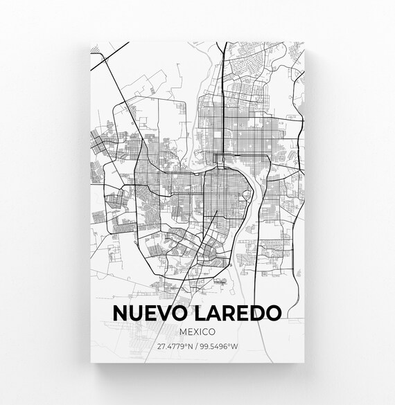 Nuevo Laredo Mexico City Map Canvas Art / City Map Art / City Etsy