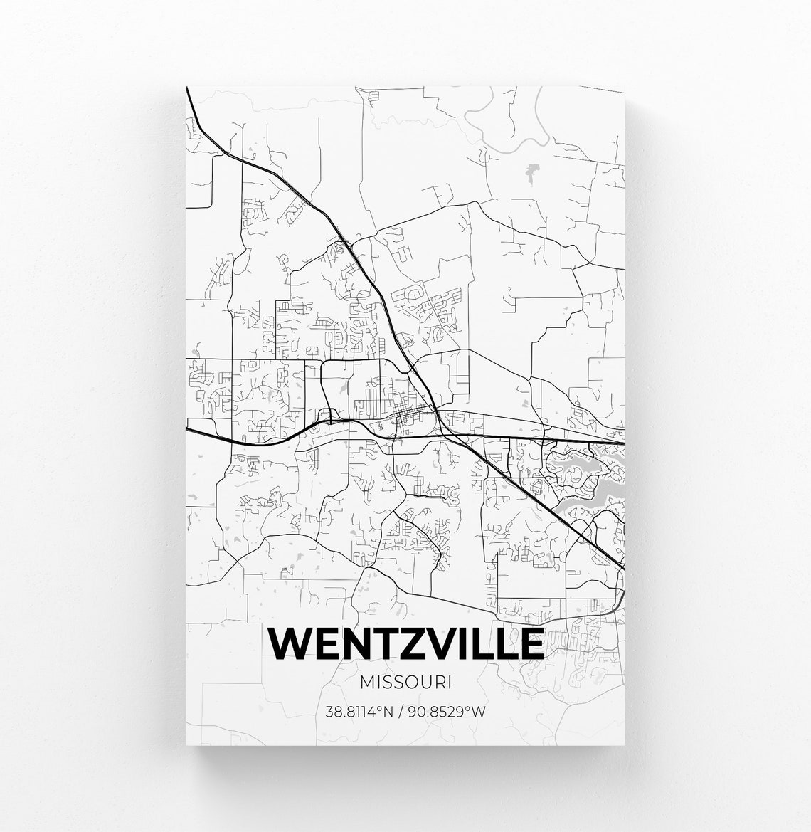 Wentzville Missouri City Map Canvas Art / City Map Art / City Etsy