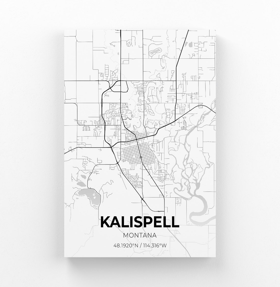 Kalispell Montana City Map Canvas Art / City Map Art / City | Etsy