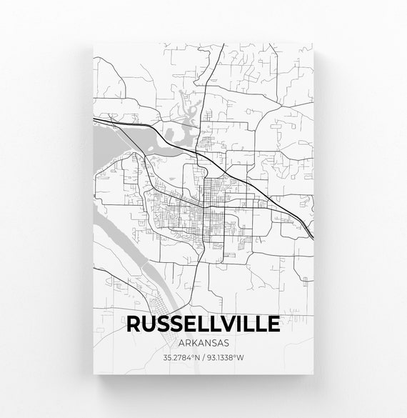 Russellville Arkansas City Map Canvas Art / City Map Art / | Etsy