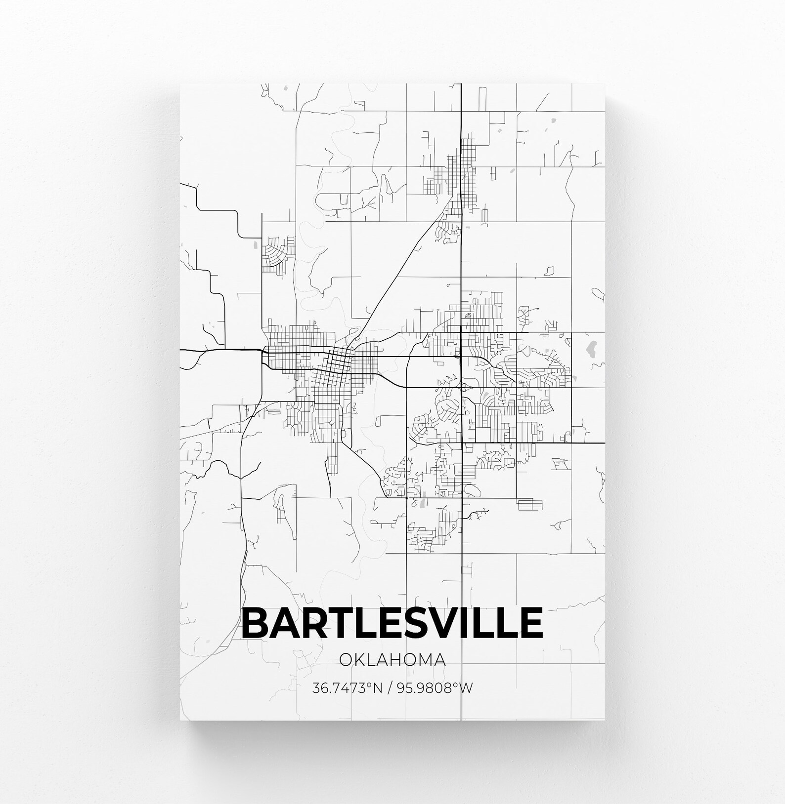 Bartlesville Oklahoma City Map Canvas Art / City Map Art / | Etsy