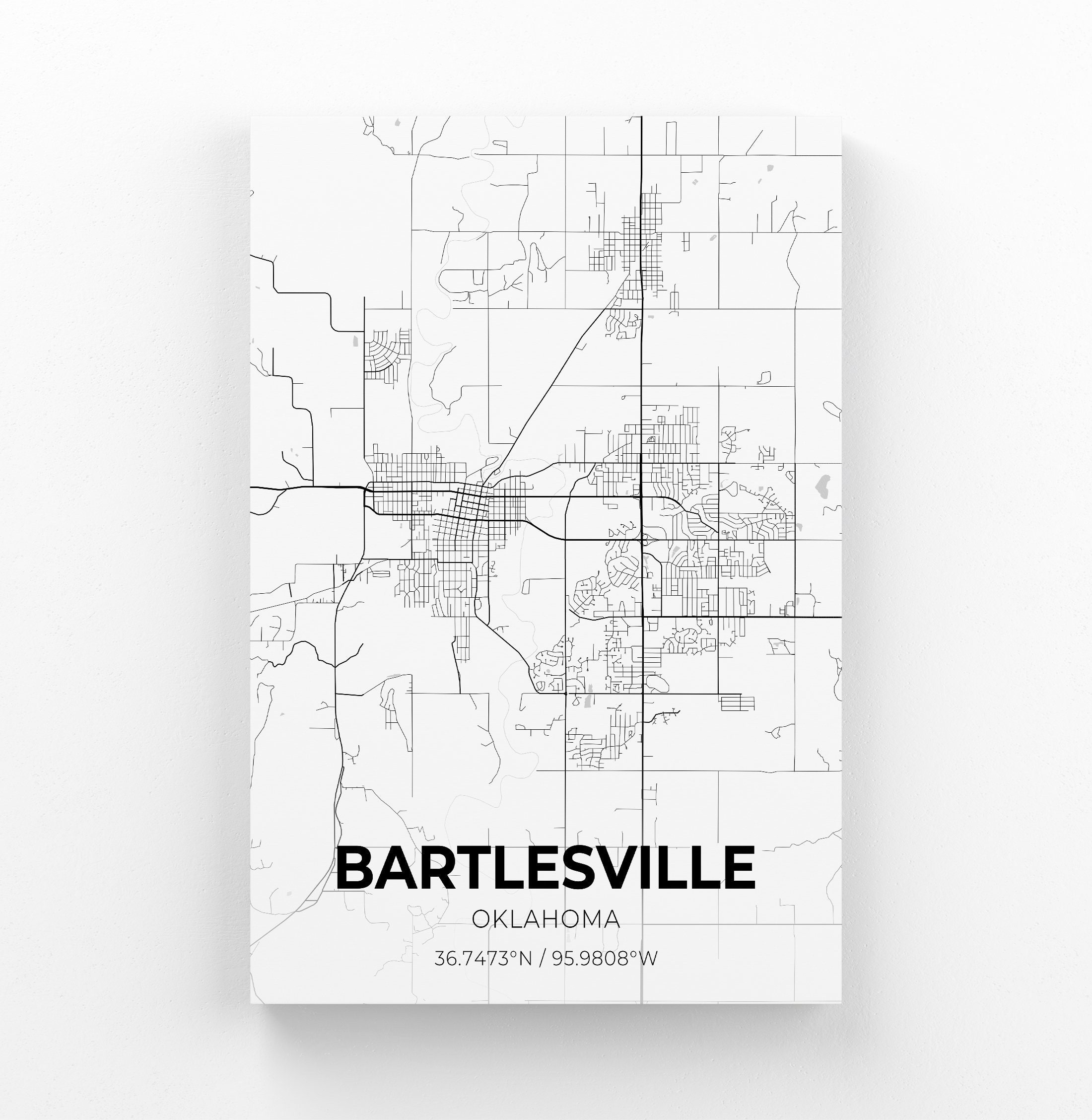 Bartlesville Oklahoma City Map Canvas Art / City Map Art / | Etsy