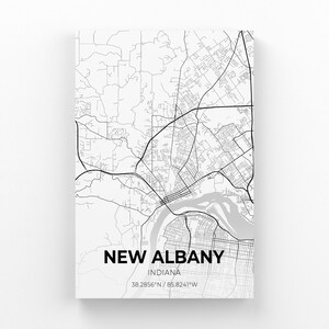 New Albany Indiana City Map Canvas Art / City Map Art / City | Etsy