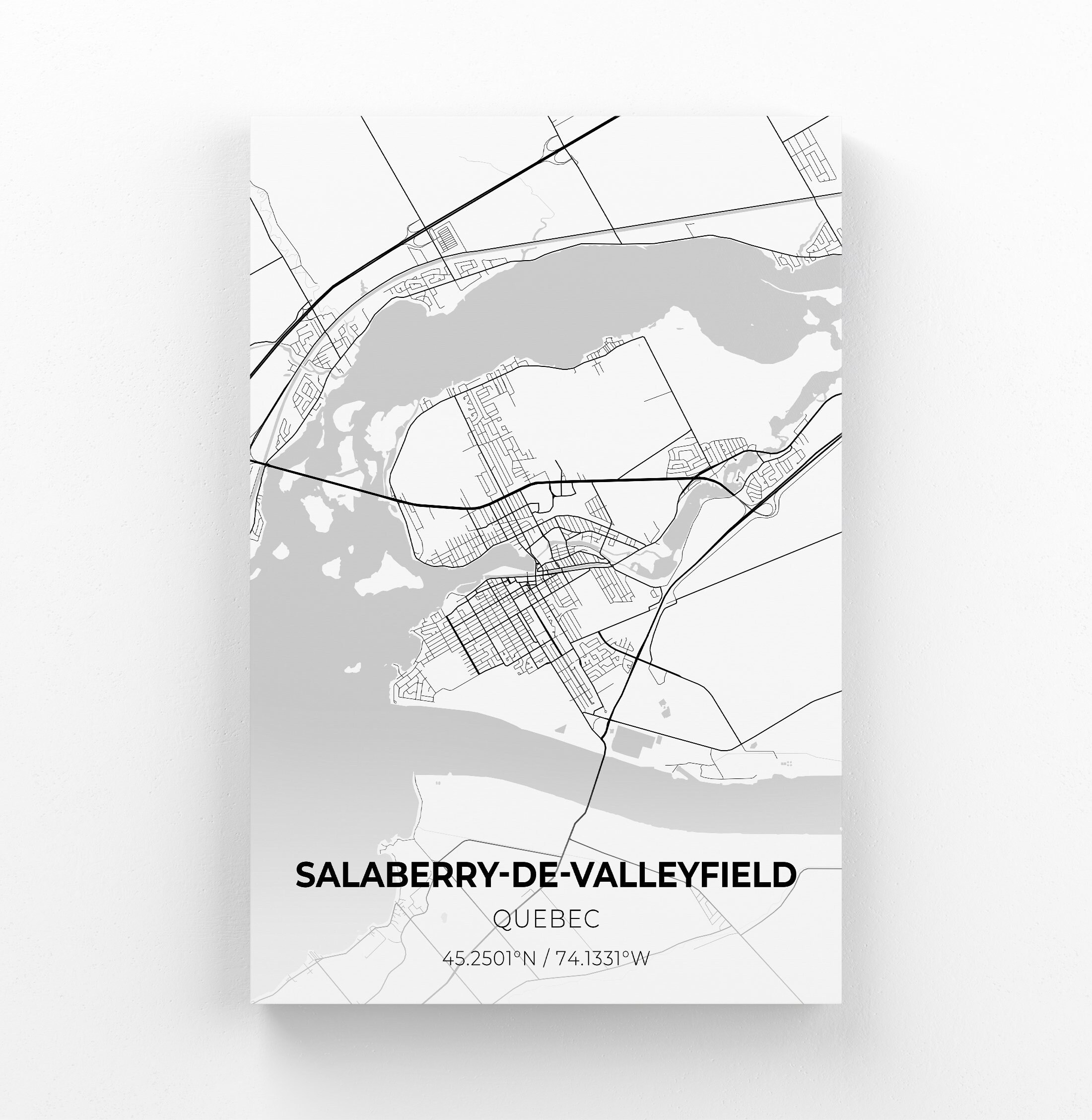Salaberry de Valleyfield Quebec City Map Canvas Art / City Map Etsy