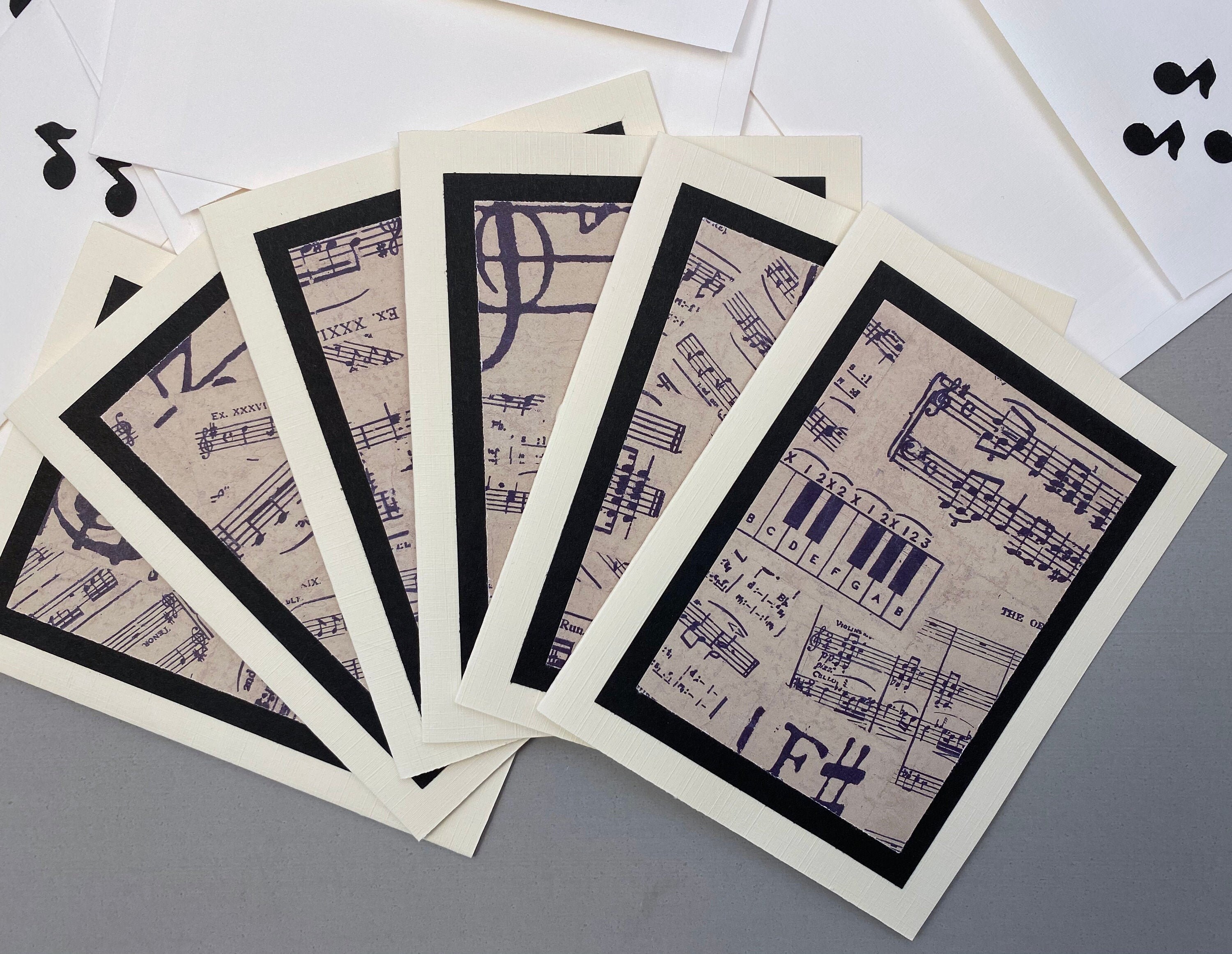 Music Theme Note Cards Linen Note Card Blank Note Card Set Etsy UK
