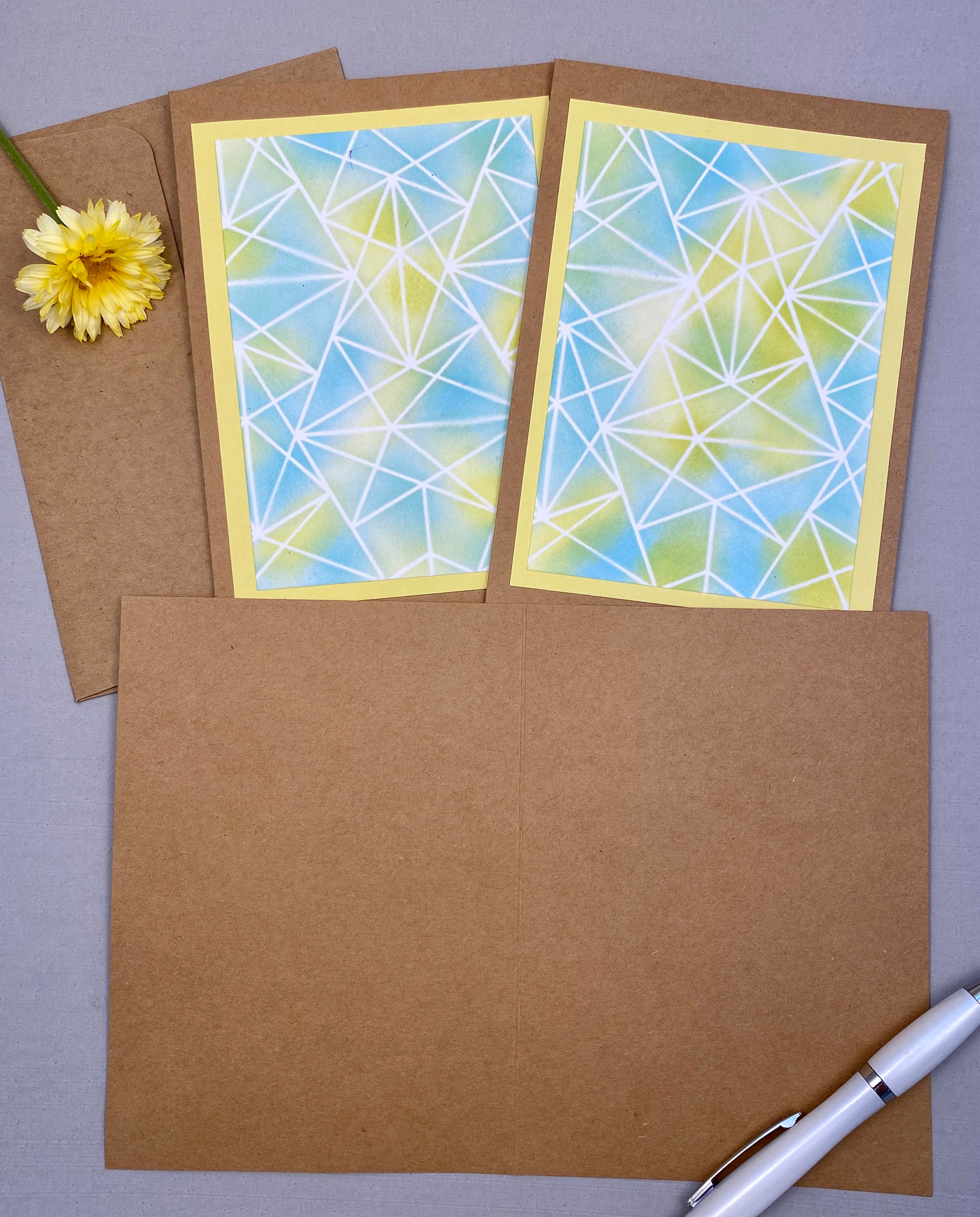 Kraft Note Cards Geometric Print Blank Cards 3 Cards With - Etsy UK