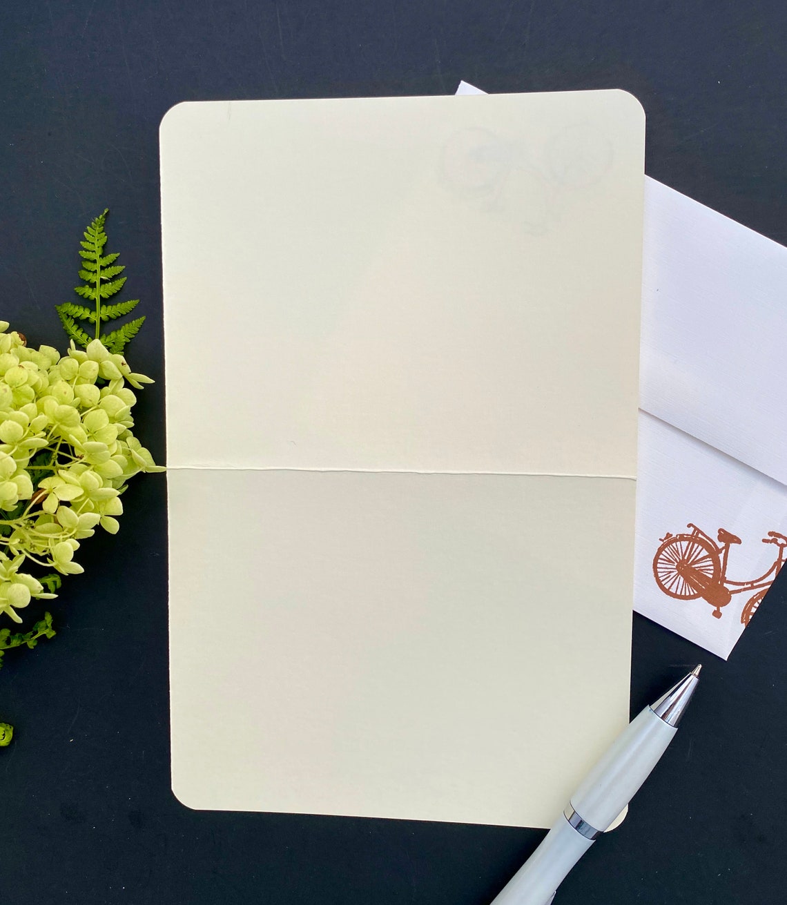 Bicycle Note Cards, Hand Stamped Linen Note Cards, 6 Blank Cards With 6