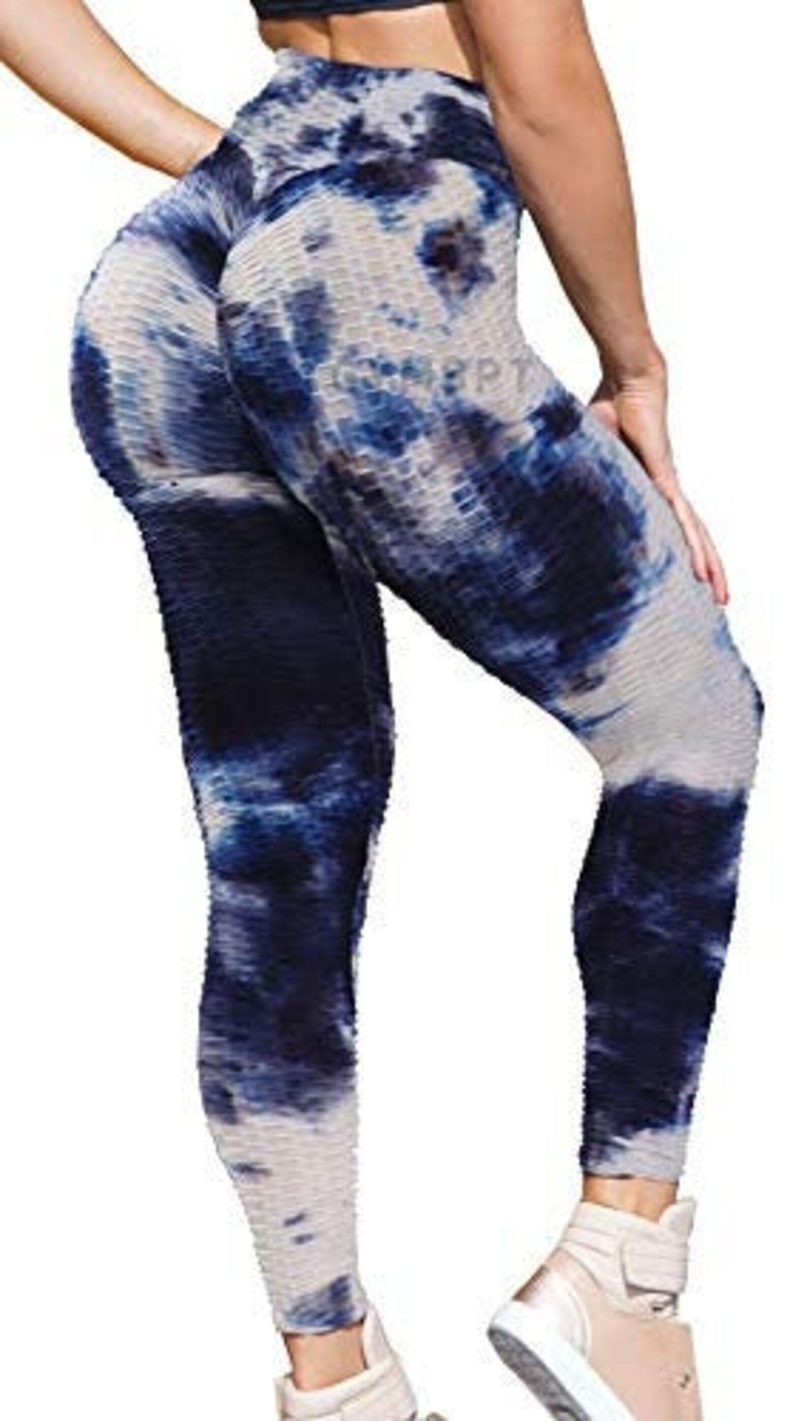 Navy Blue and White High Waist Leggings for Women Ruched Butt Etsy