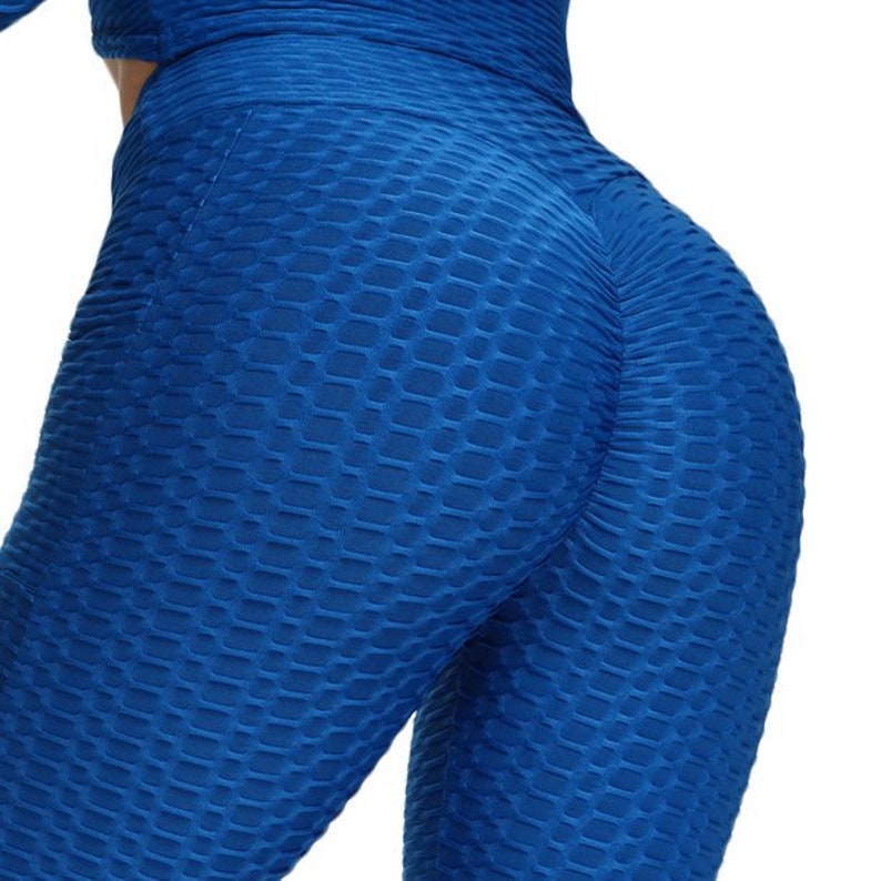 Royal Blue High High Waist Bubble Textured Yoga Workout pants | Etsy
