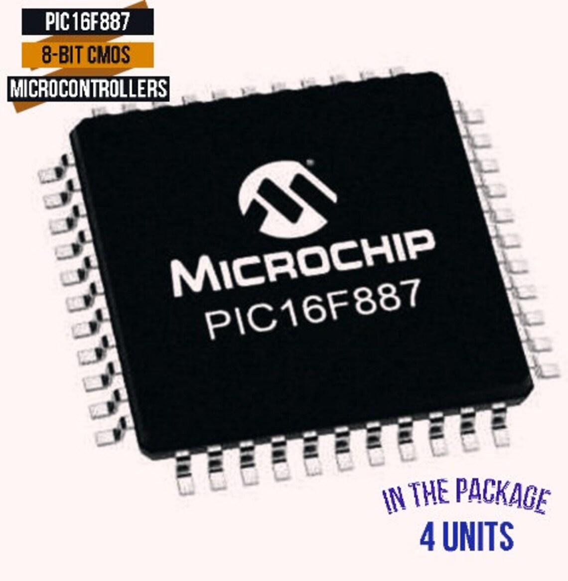 PIC16F887, 8-bit Microcontroller, 4 PCS, Microchip,electronics Projects ...