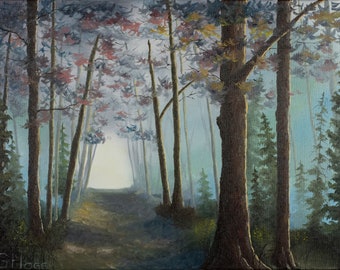 Misty Forest Trail - Impressão a óleo em tela (18" x 24")