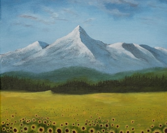 Campo de Girassol da Montanha