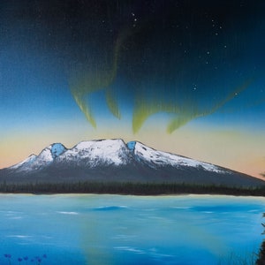 Sleeping Lady Mountain (Mt. Susitna) Alaska Original Oil Painting Print (18" x 24")