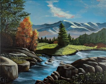 Blue Ridge Mountains - Impressão em tela acrílica (16" x 20")