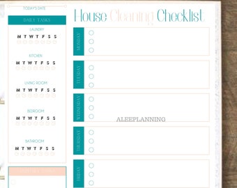 Daily Cleaning Schedule| Blue| Pink| Weekly Cleaning Checklist| Cleaning Planner Bundle | Home Checklist| Home Organization Printable