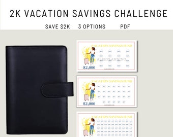 Vacation Savings Challenge: 2K Savings Tracker (Printable A6 Insert)