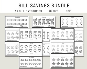 A6 Bill Savings Challenge: 27 Bill Tracker Inserts (PDF Printable)