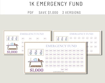 1K Emergency Fund Savings Challenge: A6 Budget Binder Insert (PDF)
