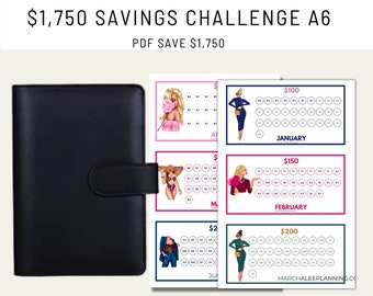 12 Monthly Savings Challenge Printable |A6 Savings Tracker Fund | Printable | A6 Insert | Instant Download | Budget Binder