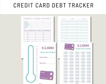 Credit Card PayOff Tracker Printable| 5K debt |Visual Debt Tracker | Debt Thermometer | Debt Payoff Tracker Printable| Debt Payoff Chart