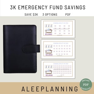 3K Emergency Fund 3000 | Emergency Savings Challenge Printable |A6 Emergency Tracker |Emergency Fund Envelope | Printable