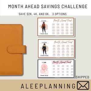 Month Ahead Tracker One Month Ahead 2K Savings 4K Savings 6K Savings Month Ahead Fund Cash Stuffing Cash Envelopes 1 month ahead