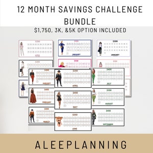 12 Months Savings Challenge Bundle|12 Month Savings Tracker | Printable| Monthly Savings Challenge | Binder| Cash Envelopes| 1 Year Savings