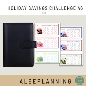 Holiday Savings Challenge A6 | Holiday Fund| Printable Holidays | Cash Envelopes| Christmas| Valentines| Cash Envelopes