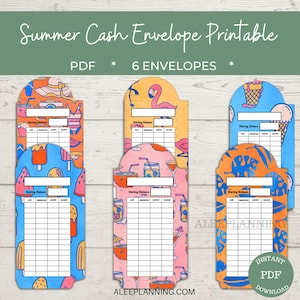 Summer Cash Envelopes Printable| Printable Cash Envelopes | Set Of 6 | Cash Envelope System | Cash Spending Log