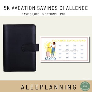 Fonds d&#39;épargne vacances 5K | | Fonds de voyage | Classeur A6 Money | Fonds de suivi des économies A6 | Imprimable | Voyage entre filles | Enveloppe de trésorerie | Fonds d&#39;aventure