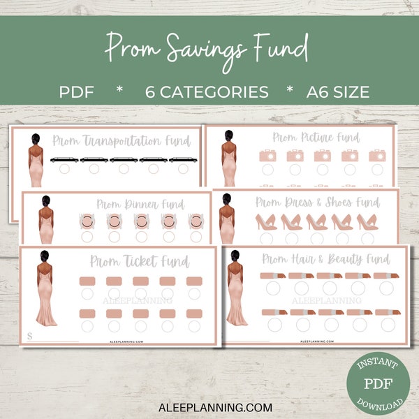 Prom Savings Fund | A6 Savings Tracker Fund | Prom Sinking Fund | Printable | A6 Insert | Kids Savings| Prom Expenses