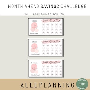 1 Month Ahead Savings Challenge 2 Months Ahead 3 Months Ahead 4K Savings 8K Savings 12K Savings One Month Ahead Get Ahead Savings A6 Inserts
