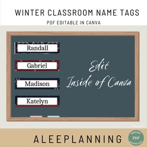 Desk Name Tag| Winter Classroom| Cubby Name Tags| Student Name Tag| Name Tag Template| Christmas Classroom Tag| Canva Name Tag| DIY