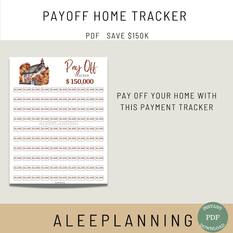 Home Payoff Tracker 150K Printable Debt Tracker Mortgage Etsy